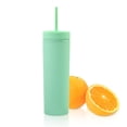 thumbnail image 2 of Billuyoard Botella de agua de 16 oz, taza de paja esmerilada de plástico de 2 capas, bebida portátil, taza de té de la leche, soporte para Mostrada Verde 21 cm x 7.2 cm, 2 of 6