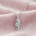 thumbnail image 4 of 10X7 mm Pear Blue Topaz 925 Sterling Silver Seahorse Fish Women Valentines Day Gifts Necklace, 4 of 5