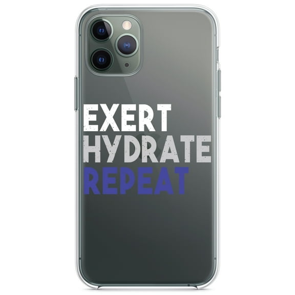 DistinctInk Clear Shockproof Hybrid Case for iPhone 11 Pro (5.8" Screen) - TPU Bumper Acrylic Back Tempered Glass Screen Protector - Exert Hydrate Repeat