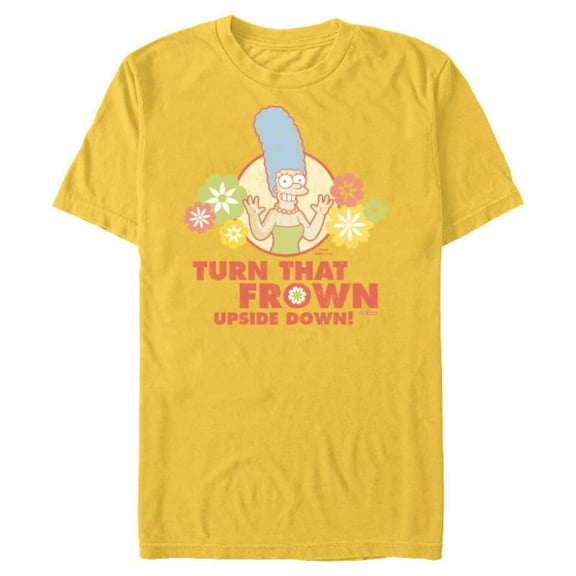 The Simpsons Marge Simpson Turn That Frown Upside Down Retro - Short Sleeve Blended T-Shirt for Adults - Customized-Yellow
