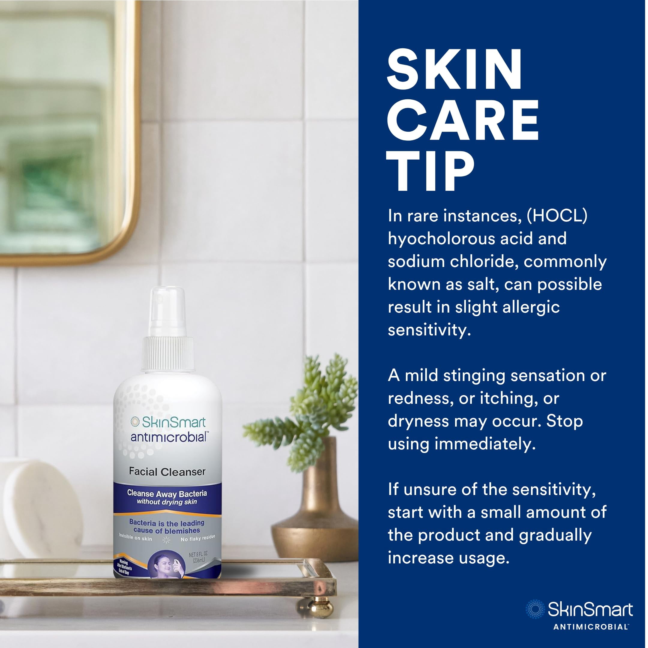 SkinSmart Antimicrobial Facial Cleanser Spray, Targets Acne