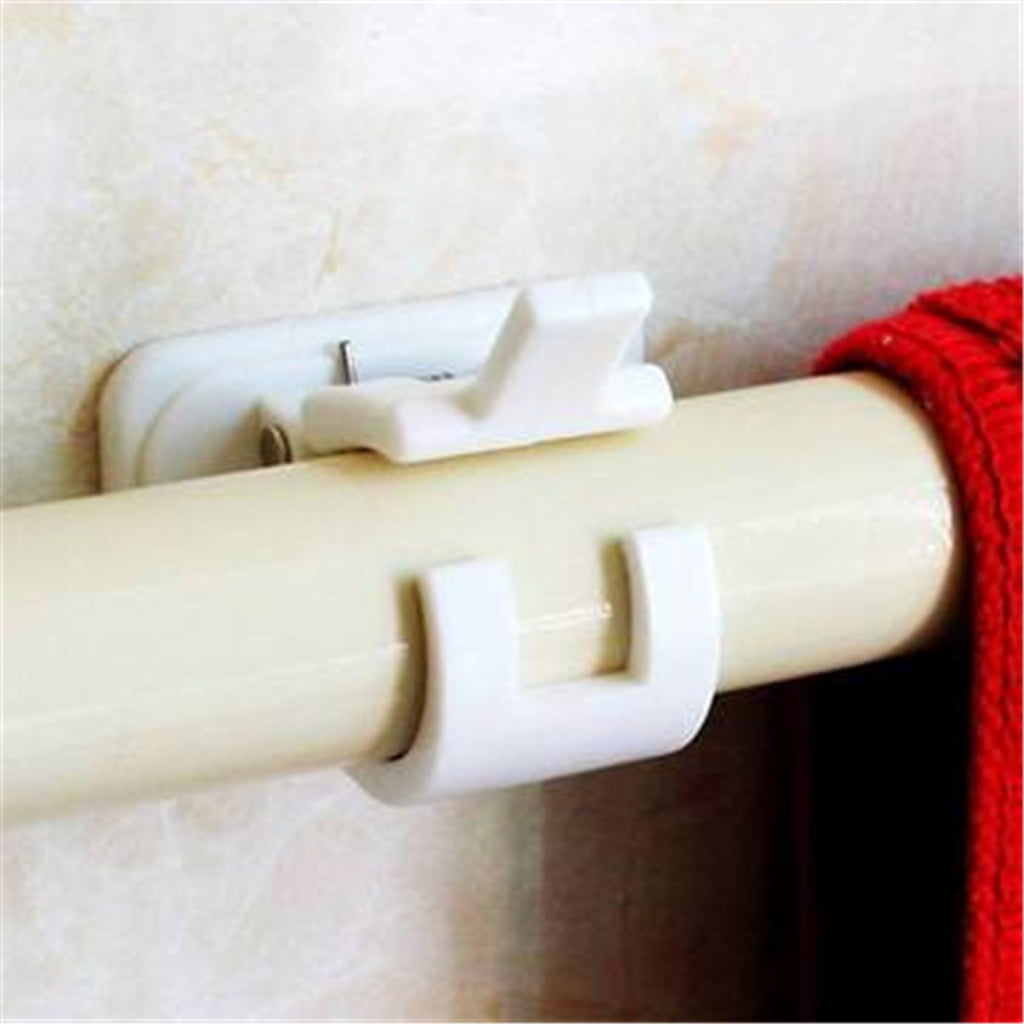 Self-Adhesive Curtain Rod Bracket Drapery Hook Holders Fixing Rod Holder Curtain Pole Wall Brackets Towel Rod Hooks for Home Bathroom and Hotel Use 4