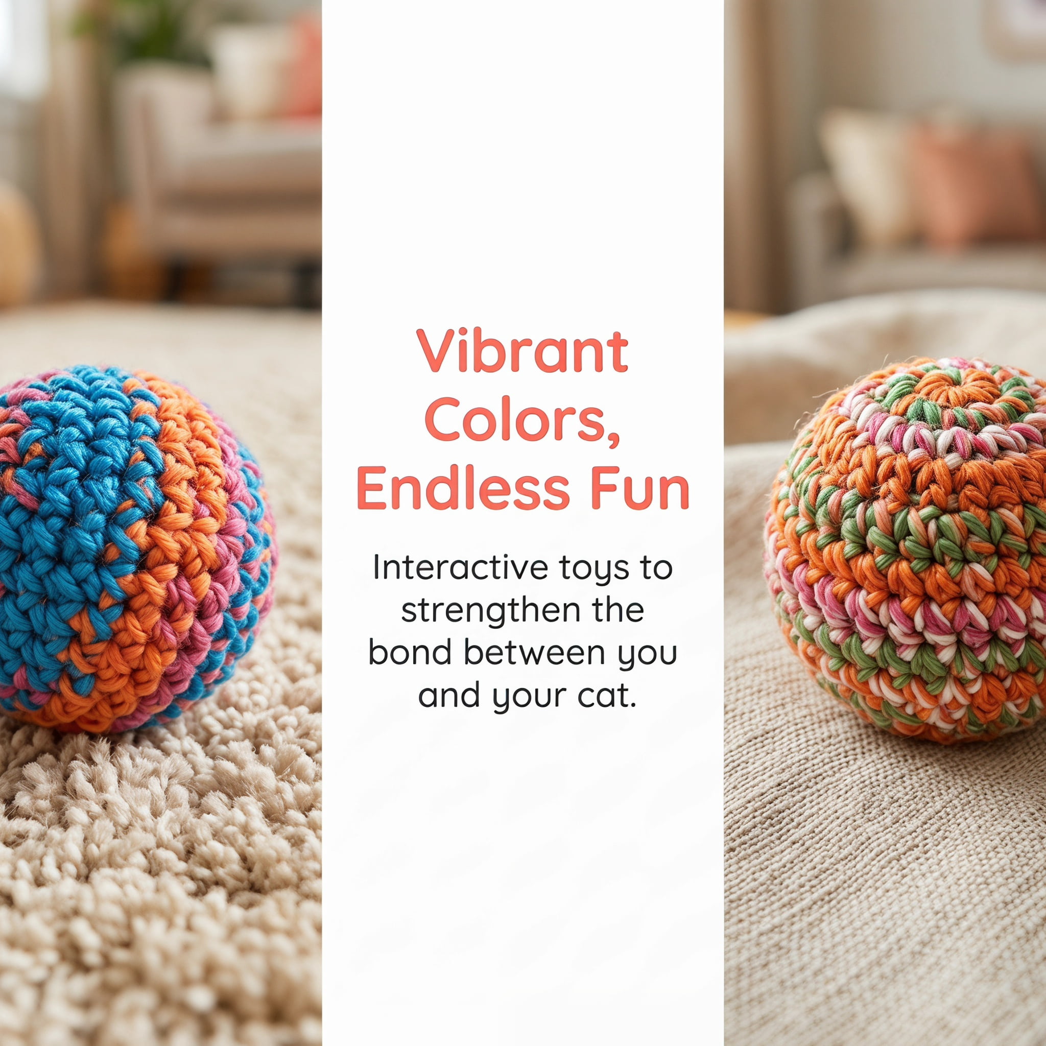 Cat Toys – 6 Pack Yarn Cat Balls with Bell Inside, Interactive Kitten Toys for Indoor Cats, Fun Chew & Chase Balls for All Breeds
