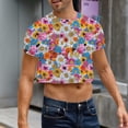 thumbnail image 2 of Camisas de Manga Corta de los Hombres, Moda Verano Ocio Impresión, Cuello Redondo Cultivo Manga Corta Superior, 2 of 9