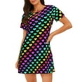 thumbnail image 1 of Fotbe Rainbow Hearts Bata de Dormir para Mujer con Estampado, Camisón de Algodón de Manga Corta, Ropa de Dormir Casual, 1 of 6