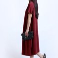 thumbnail image 2 of Vestido suelto de mujer, vestido largo midi vintage de verano de manga corta Eccomum Borgoña L, 2 of 7