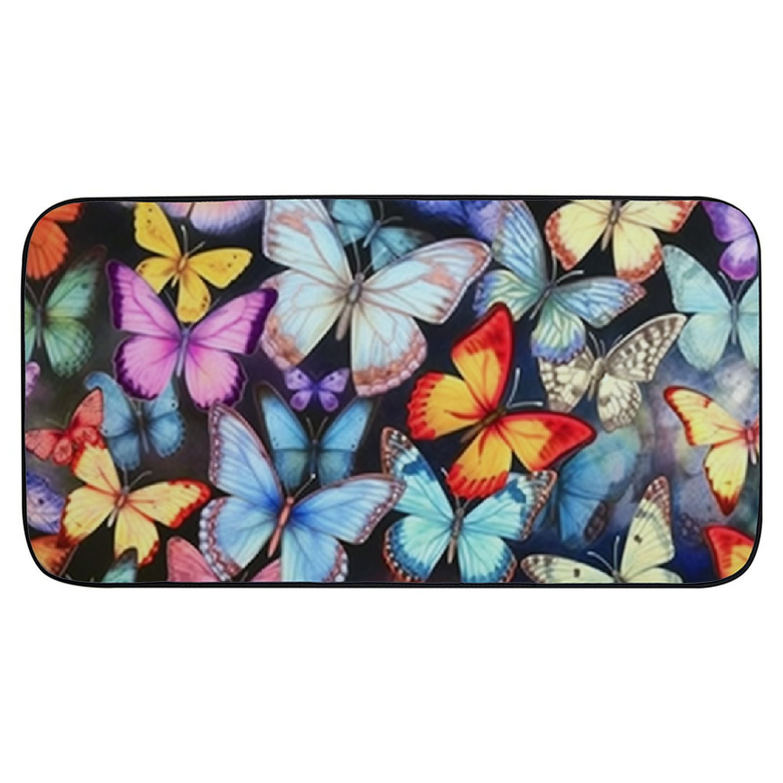 Heduofu Doormat Watercolor Colorful Butterflies Non-Slip Indoor Entryway Door Mat Rubber Backing Decorative Door Mat, Door Mat with Non-Slip Rubber Backing, Easy Cleaning, Traps Dirt, for Entry, Patio