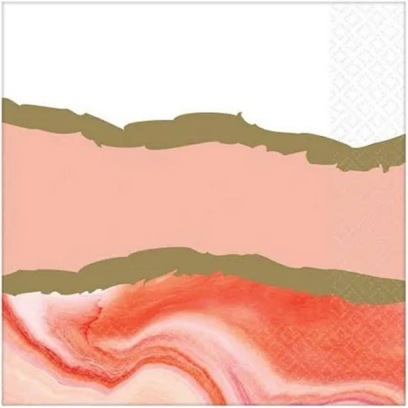 Pantone Living Coral Theme Party Beverage Napkins MARBLE