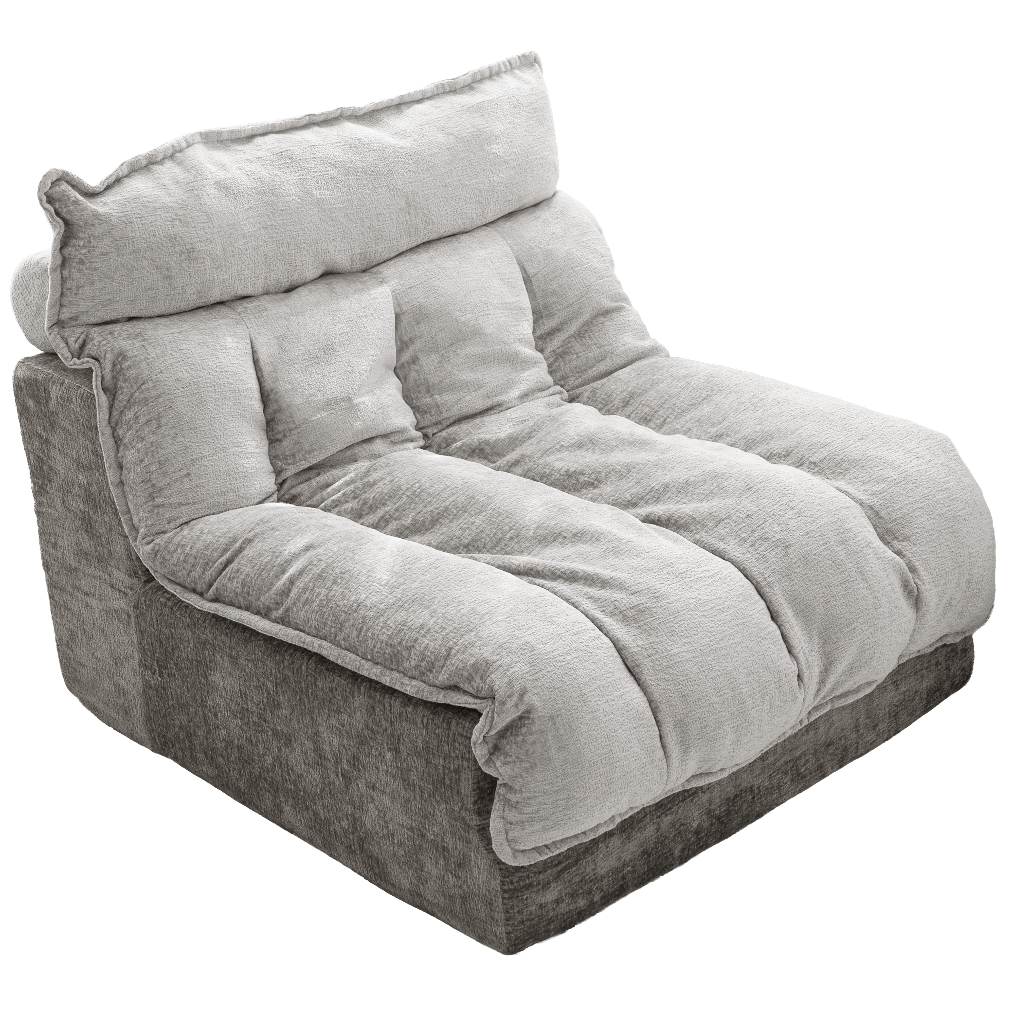 Leumius Single Cloud Sofa,Boneless Sofa Chair with Upholstered Seat Cushion,Modern Chenille Chaise Longue Chair for Living Room,Gray