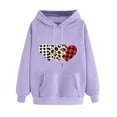 thumbnail image 3 of VBTAPA Love Heart Hooded Sweatshirts for Women Valentines Day Print Long Sleeve Drawstring Pullover Hoodie with Kangaroo Pocket Purple XL, 3 of 6