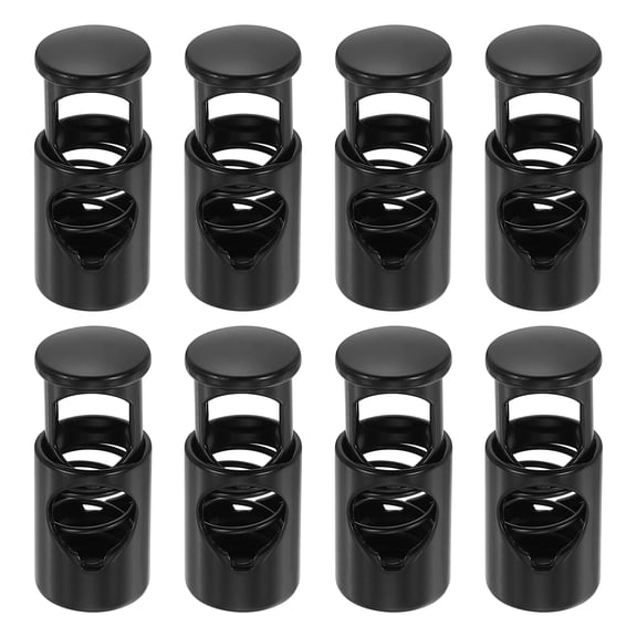 Uxcell 8Pack Metal Cord Locks, 6.5mm Single Hole Toggle Spring Stop Cord Locks End Fastener Slider, Black
