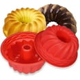 thumbnail image 1 of Silicone Fluted Cake Baking Pan, European-Grade Top-Level Silicone Round Cake Mold, Non-Stick Cake Pan,Gelatin,Bread, 9 Inches Tube Bakeware Pan, 2 PCS, 1 of 4