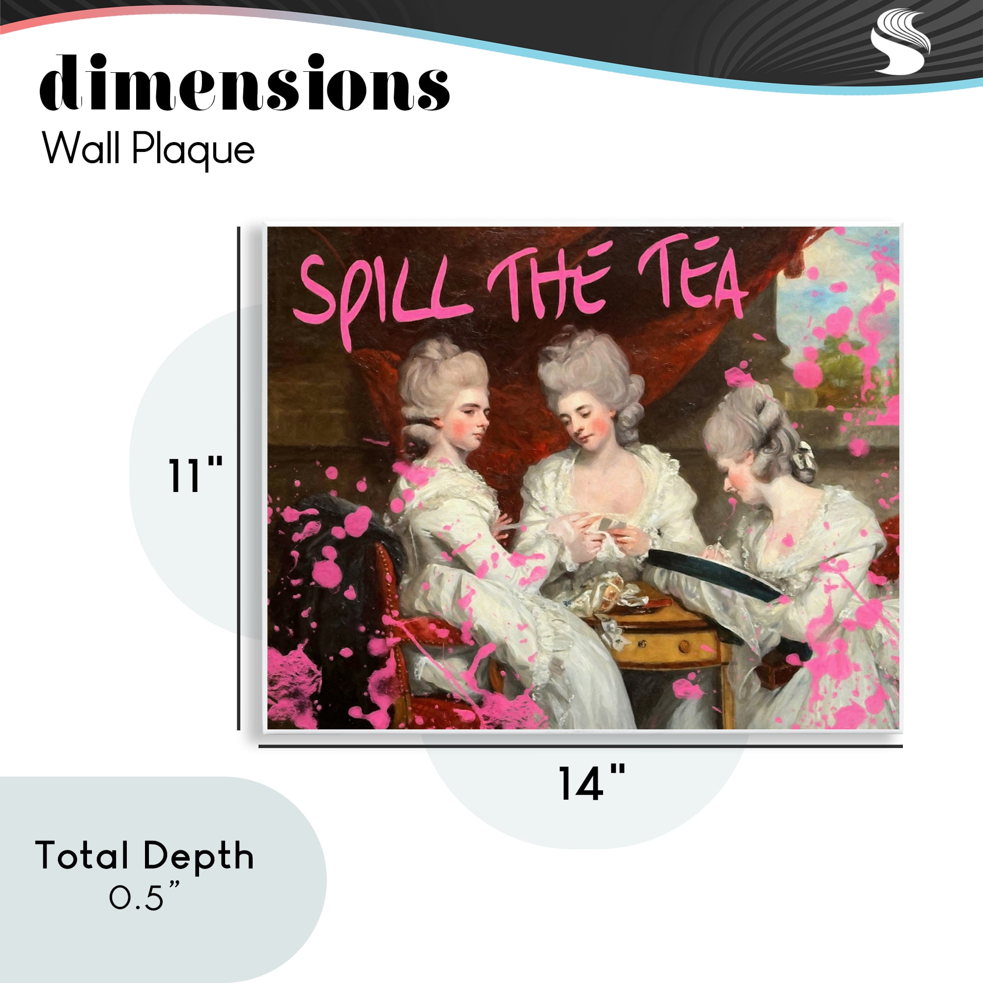 Stupell Industries Spill The Tea Iconic Ladies Wall Plaque Art, design by Grotto Studios