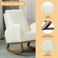 thumbnail image 3 of BISHE Modern Rocking Chair with High Back and Side Pocket, Upholstered Glider Recliner for Nursery, Living Room or Bedroom, Wood Legs, White Teddy Fabric, 3 of 8