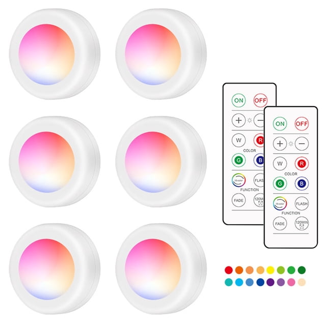 Amdohai 16 Colors Changing RGB LEDs Under Cabinet Lamp Puck Light 6