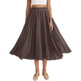 thumbnail image 3 of TaTaai Women Summer Solid Elastic Waist Skirt Casual Loose Fit Skirt Ladies Holiday Gathering Vacation Wear Lightweight Breathable No Fading Soft Elegant Skirt Gift, 3 of 9