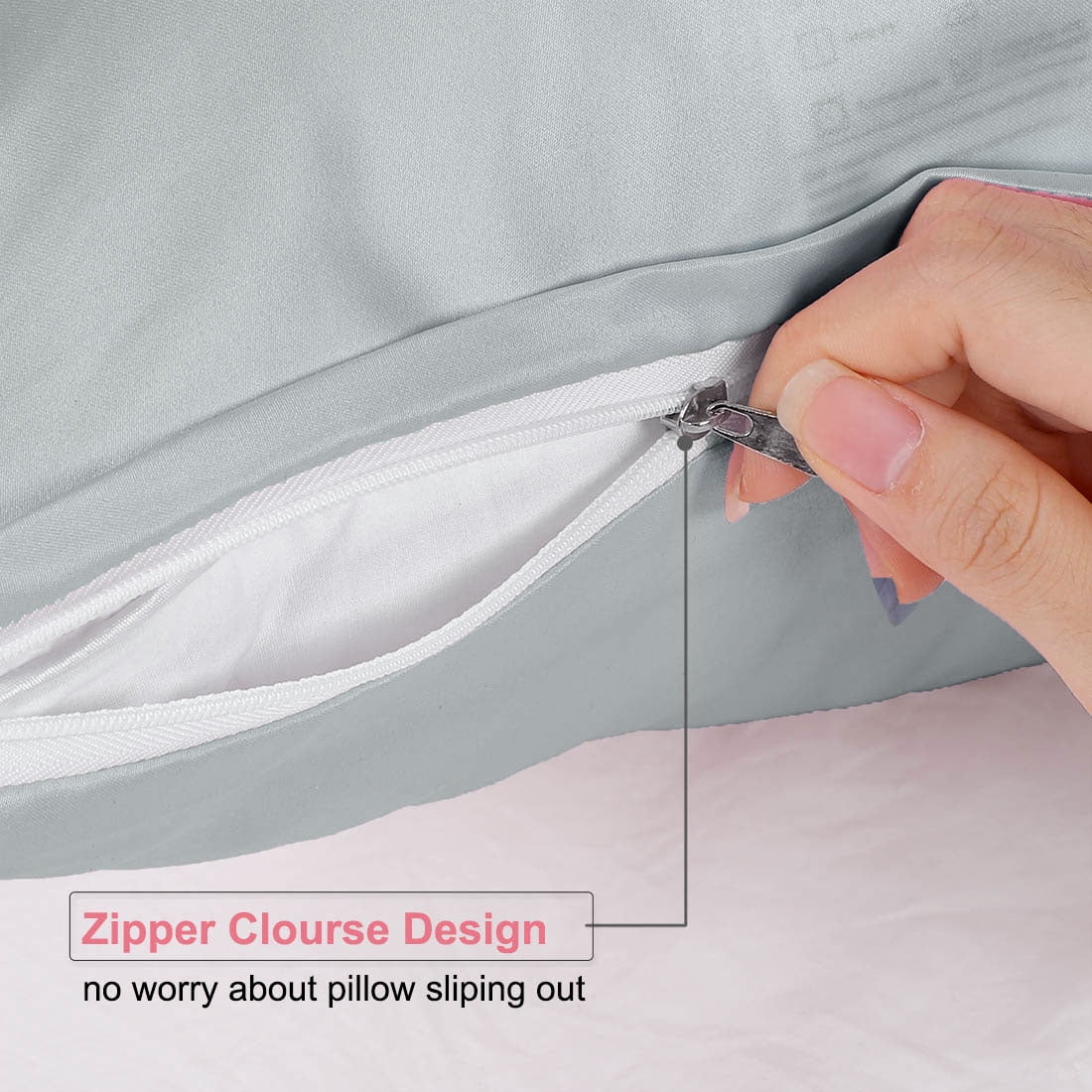 Unique Bargains 6 Pack Satin Pillowcase with Zipper, Travel, Silver