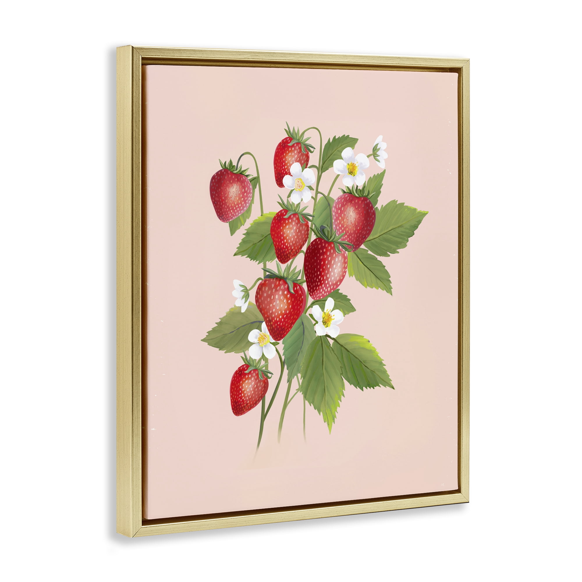 Stupell Industries Cottage Garden Strawberries Gold Framed Floater Canvas Wall Art, design by Diane Neukirch