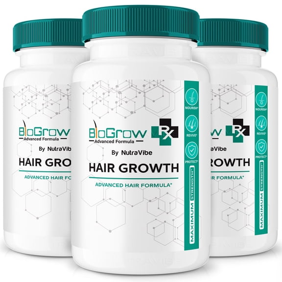 (3 Pack) BioGrow Hair Growth Supplement, BioGrowRx Advanced Hair Care Formula, Bio Grow Pills for Thicker, Fuller & Healthy Hair, The Ultimate Hair Revival Vitamins, Bio Growth Reviews (180 Capsules)