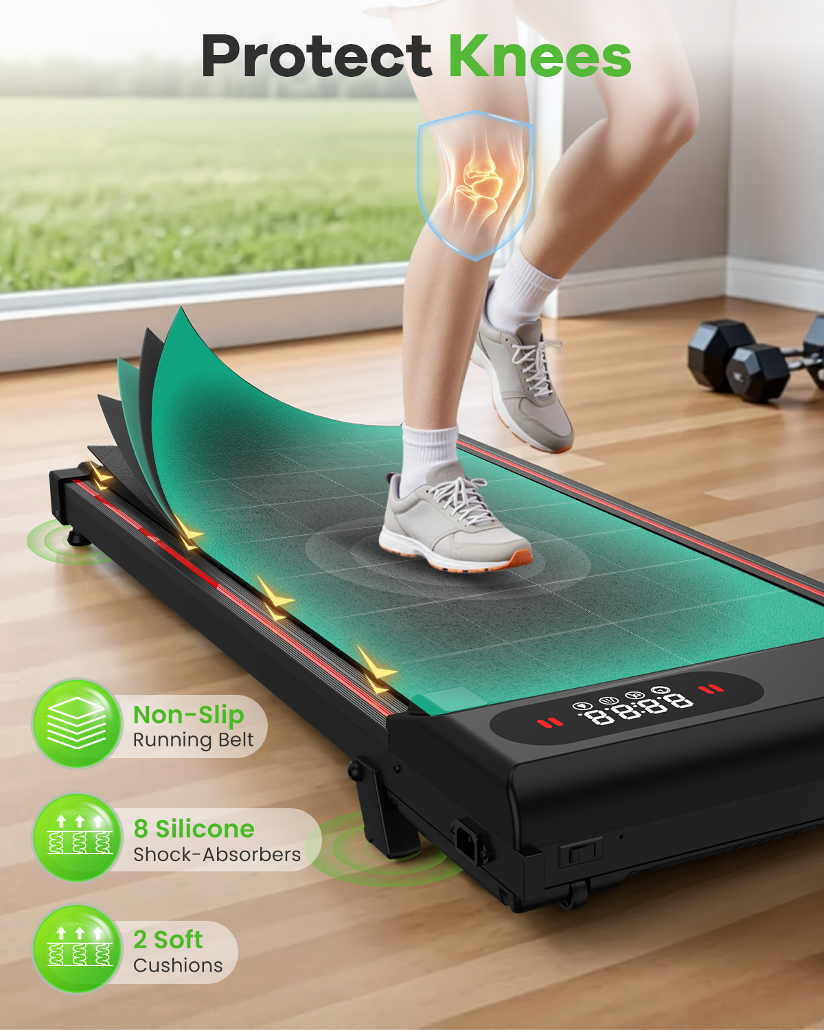 Evitormill Walking Pad Under Desk Treadmill with Incline for Home and Office, 2.5HP Low Noise, 35" Running Belt, Supports 265 Lbs (Black)