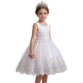 thumbnail image 2 of ATOGUTA Junior Bridesmaid Dresses White Sleeveless Tulle Formal Wedding Pageant Party Fancy Princess Ball Gown Dresses 2T-12, 2 of 7