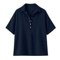thumbnail image 5 of Denim Shirt Women Button Down Collared Short Sleeve Jean Shirt V Neck Tunic Denim Top Retro Dressy Casual Jean Blouse, S-3XL, 5 of 5