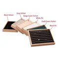 thumbnail image 4 of Wood Ring Display Holder Jewelry Storage Tray Earring Organizer Rings Stand for Drawer 24*18*3cm Beige Grain Velvet, 4 of 6