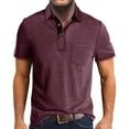 thumbnail image 1 of FhsagQ Men's Shirts Men's Shirts Tops Comfortsoft Male Summer and Spring Solid Color Lapel Short Sleeve Button Neck Striped Oversized Shirt Top Comfortable Shirts for Men Tops Brick Red S, 1 of 5