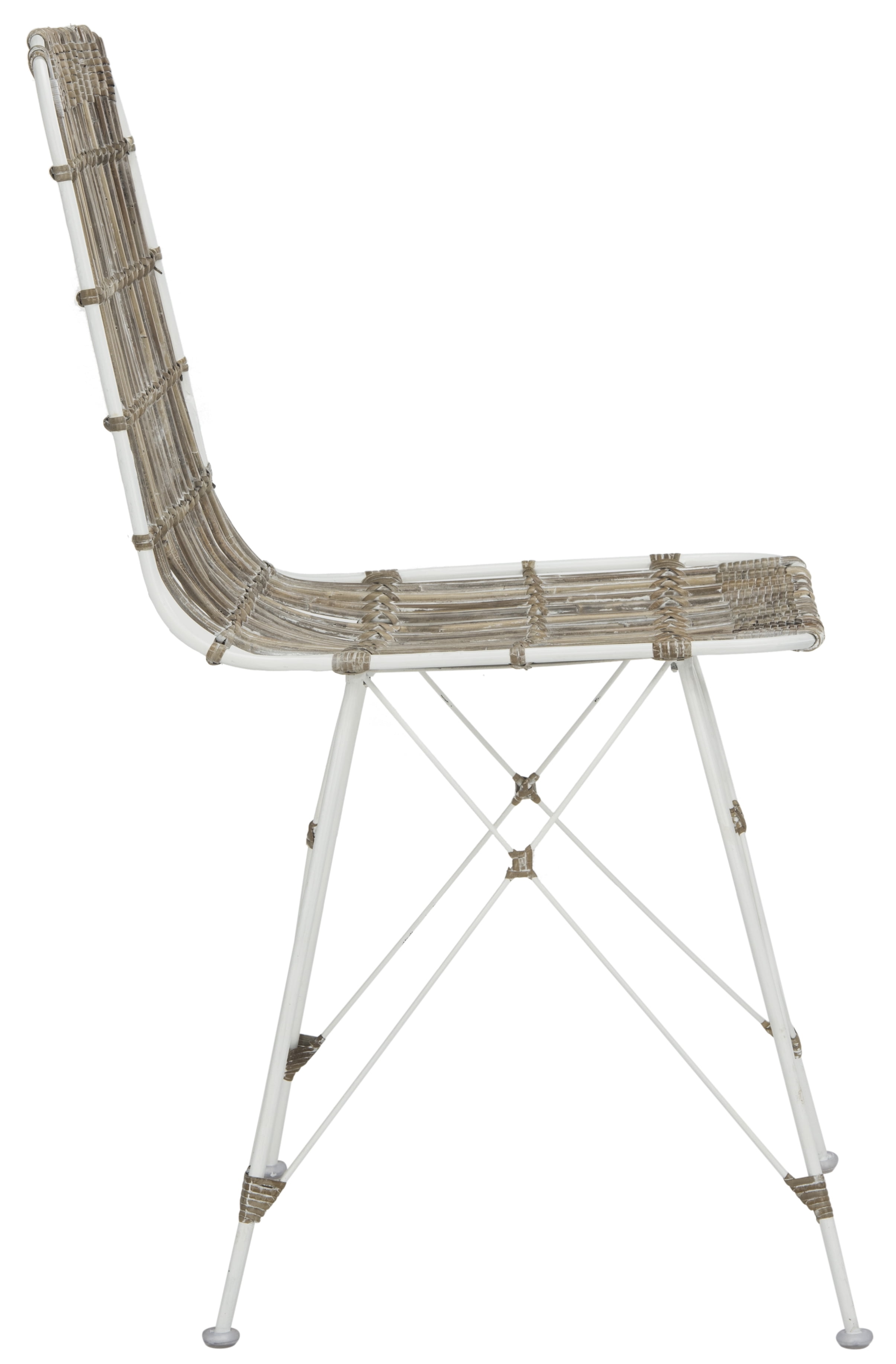 SAFAVIEH Minerva 19" High Wicker Dining Chair, White Wash, Set of 2