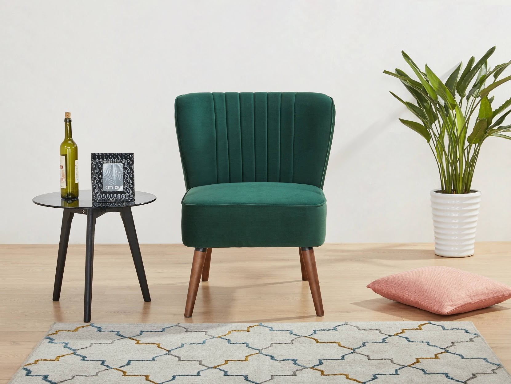 A D Home Laguna Velvet Armless Slipper Chair Green Walmart Com Walmart Com