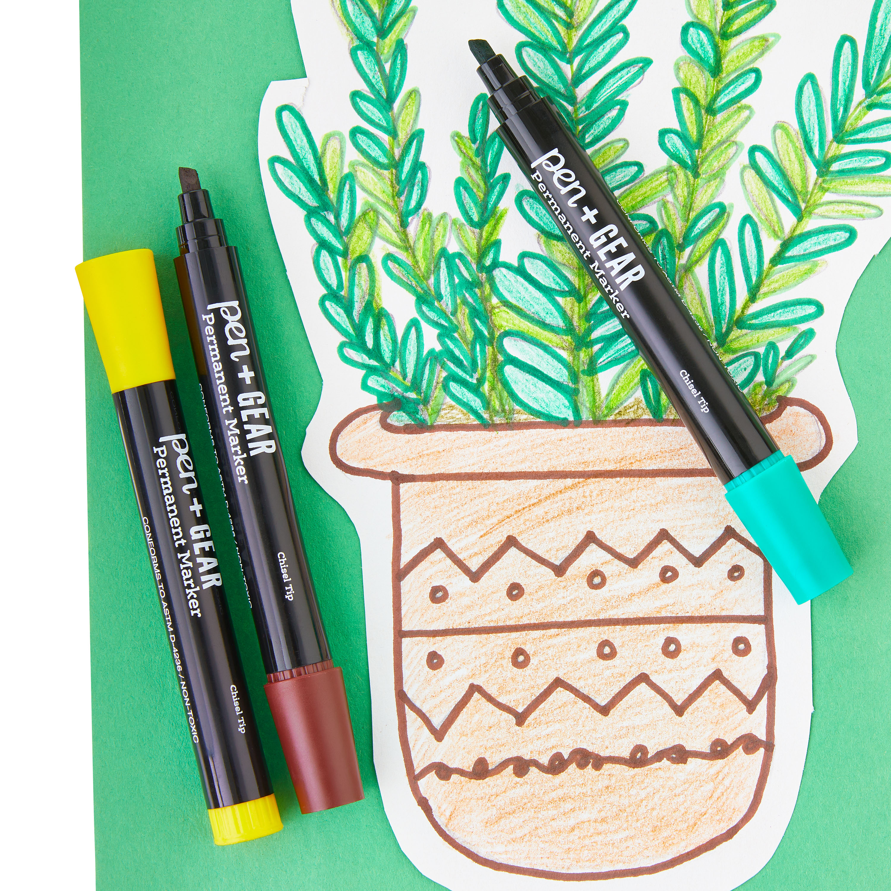 Marcadores permanentes Pen+Gear, punta biselada, colores surtidos, 8 piezas 2