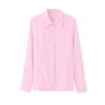 thumbnail image 6 of Only Moment Womens Tops Long Sleeve V Neck Polyurethane Fiber with Button Cuffs Dressy Casual Summer Outfits Early Fall Fashion Spring Clothes Pink,S, 6 of 6