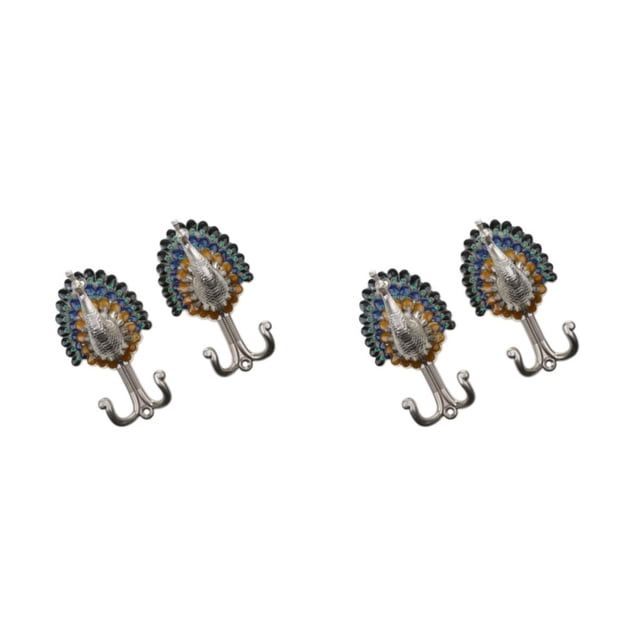 Billuyoard 1 Pair Peacock Double Metal Clothes Bag Hook Hanger Wall DIY Towel Type1 NO1