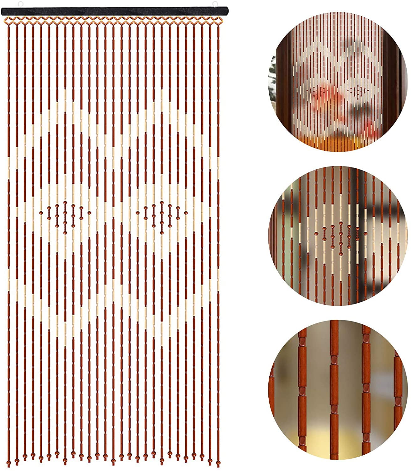 Wuzstar Wood Bead Curtain,Doorway Window Curtains Door String Curtains Chinese Classical