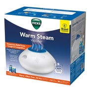 Vicks Warm Steam Vaporizer Humidifier with Night Light, 1.5 gal, 600 Sq. ft, White, V150SGNLUPCV2