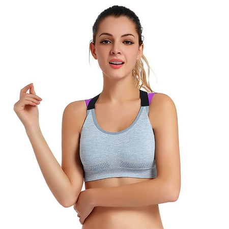 

HAPIMO Sales Sports Bras for Women Workout Activewear Bra Stretch Elastic Seamless Criss Cross Backless Running Padded Bralette Athletic Vest Cozy Gray M