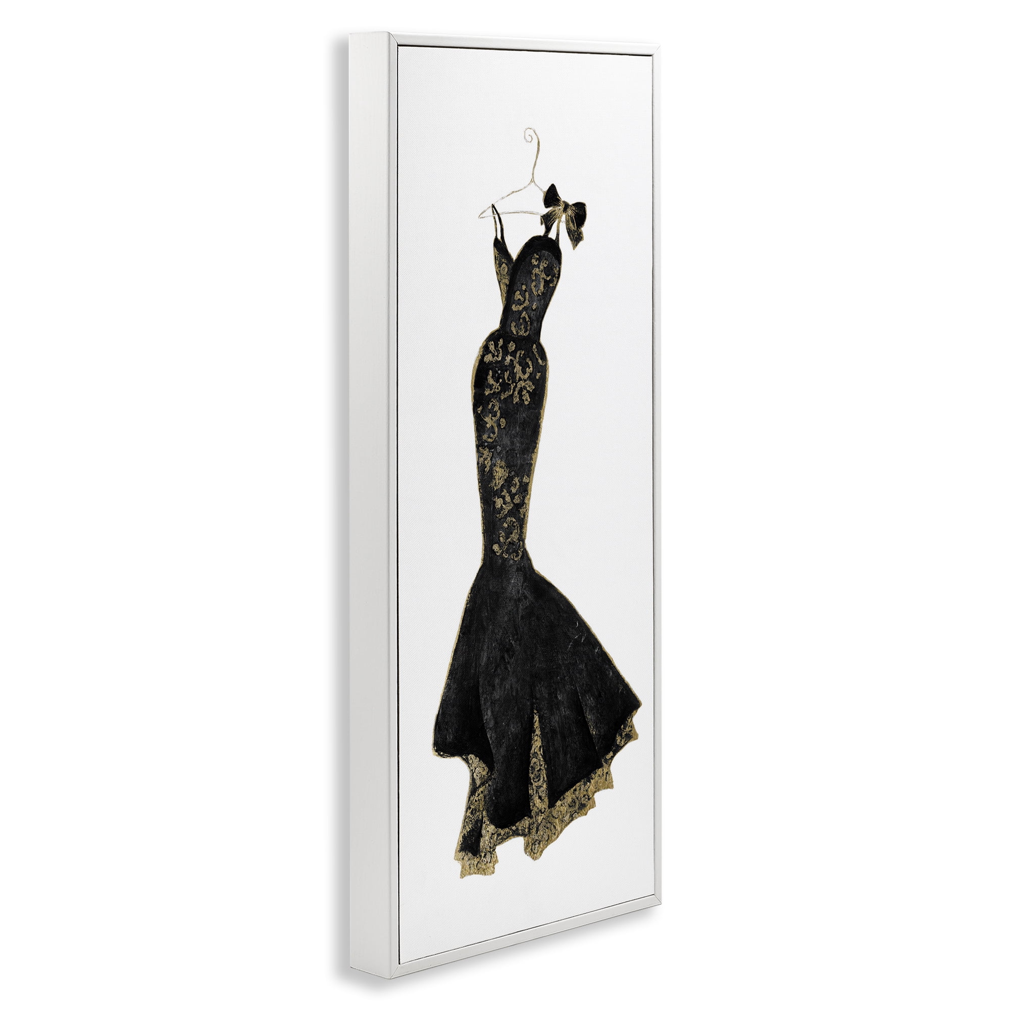 Stupell Industries Brocade Black Evening Gown White Framed Giclee Art, design by Janet Tava