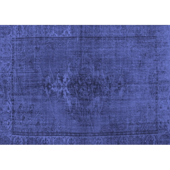Ahgly Company Machine Washable Indoor Rectangle Persian Blue Traditional Area Rugs, 7' x 9'