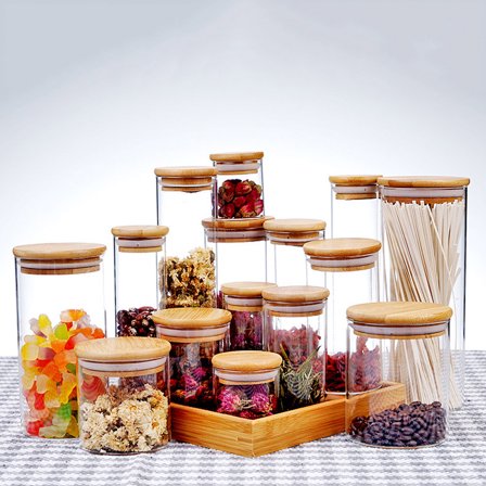 MLINS 1Pack Airtight Glass Canister for Kitchen Pantry 8.00X6.50X6.50CM