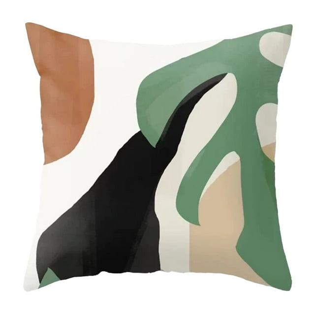 adviicd Pillowcase Modern Pillowcase Decorative Outdoor Linen Square Pillowcase for sofa, sofa beds, and cars, measuring 18x18 inches (45 x 45 cm). The design features high-definition digital printing with a modern abstract pattern in green, black, beige, and brown tones. Made from linen material, it is suitable for indoor and outdoor use. The package includes one decorative pillowcase without a core. Ideal for enhancing the look of sofas, beds, or cars.