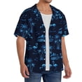 thumbnail image 2 of Sikiie BLUE Flamingo Birds Men's Wrinkle Free Untucked Cuban Shirt Business Casual Button Down Shirts Short Sleeve ShirtX-Large, 2 of 5