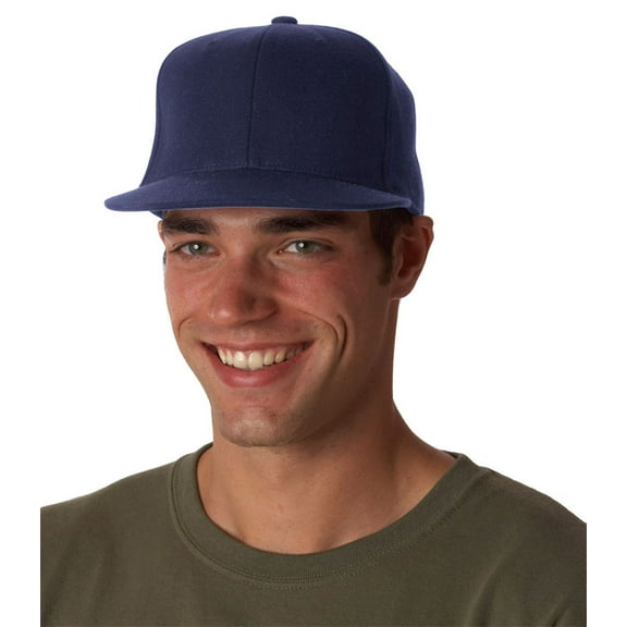 Flexfit 210 Premium Fitted Flat Visor Cap , 6210 , Dark Navy , Small/Medium