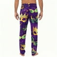 thumbnail image 3 of Fgvctg Mens Pajama Pants Mardi Gras Lightweight Carnival Party Wide Leg Sleepwear Pajamas Pants Multicolored Mask Print High Waisted Pjs Spring Drawstring Lounge Pants with Pockets Purple Pink M, 3 of 6