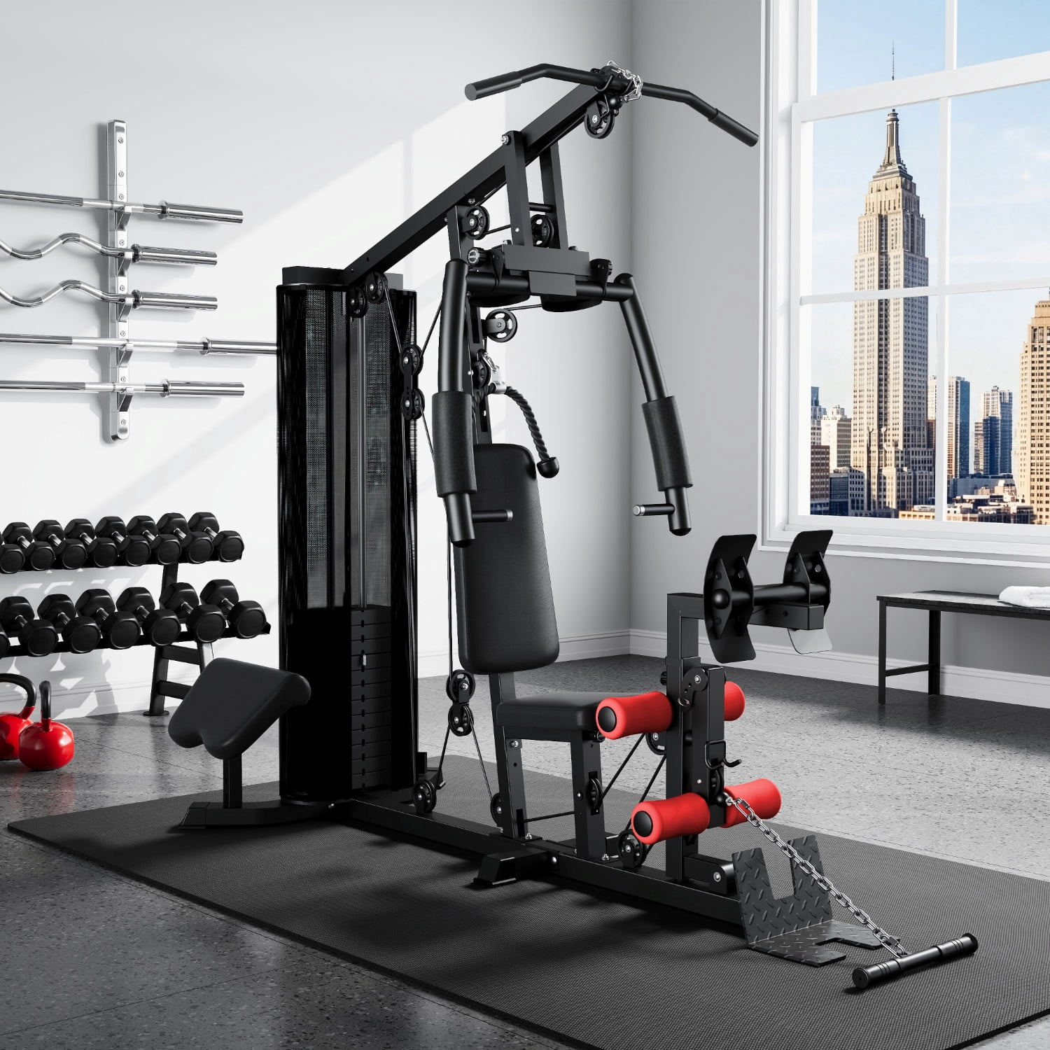 Home Gym, Multifunctional H11 Home Gym Equipment, Workout Station with 150LBS Weight Stack, Exercise Equipment with Pulley System for Full Body Training