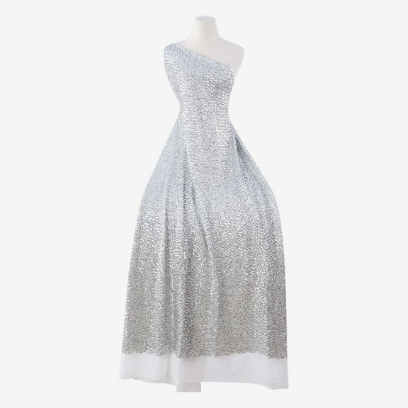 Zelouf Tula Faceted All Over Sequin Mesh , Sewing, DIY, Crafts Fabric by the Yard, Silver/white, 3 Yard