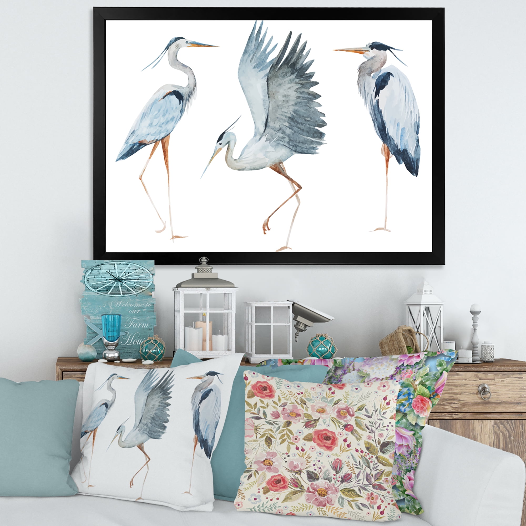 Designart 'Portrait Of Heron Birds II' Traditional Framed Art Print