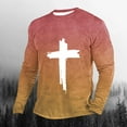 thumbnail image 2 of Jinhomg Casual T-Shirts for Men 2025 Trendy Gradient Color Cross Print Tees Big and Tall Comfy Long Sleeve Crew Neck Pullovers Daily Wear Prime Day 2025 Hot Pink XXL, 2 of 4