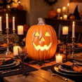 thumbnail image 4 of Vintage Halloween Pumpkin Decor, Battery Operated Light Up Jack O Lantern with Spooky Carved Triangle Face, LED Plastic Pumpkin Lamp, Classic Glowing Pumpkin for Home Mantel, 4 of 6