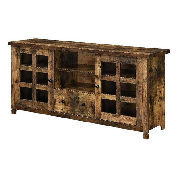 Newport Park Lane One-Drawer TV Stand with Cabinets and Shelves in Nutmeg Wood