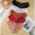 thumbnail image 2 of Bigersell Plus Size Underwear for Women 4X-5X Clearance Sheer Panties Cheeky Panty Style P-1774 Nylon Brief Panties Thong Bikini Briefs Mid Waist Women Cheeky Panties Red M, 2 of 5